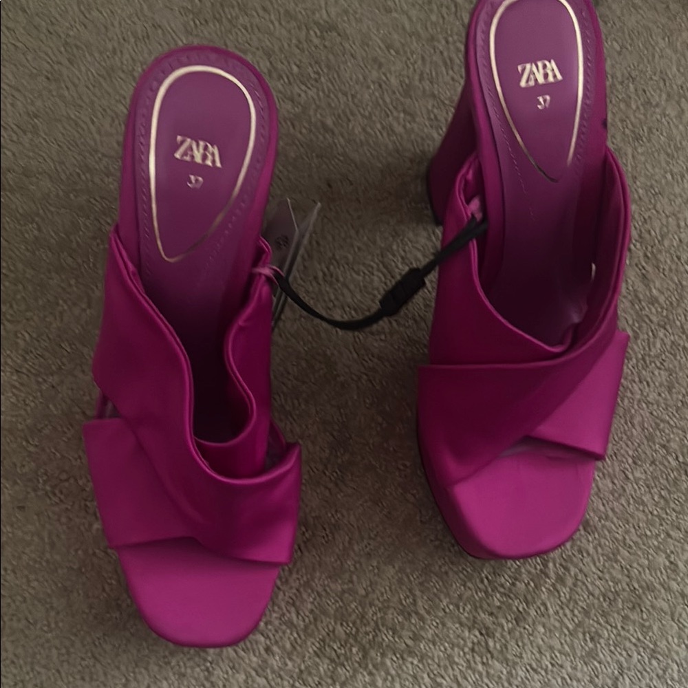 Zara Pink Heeled Mules nwt